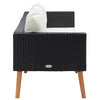 3 Seater Outdoor Sofa with White Fabric Cushions Black Rattan 86 Inch BM325836