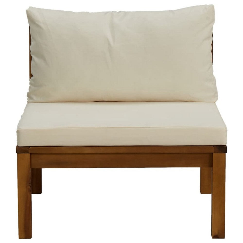 Outdoor Sectional Modular Armless Sofa Seat Cream Acacia Wood BM325837