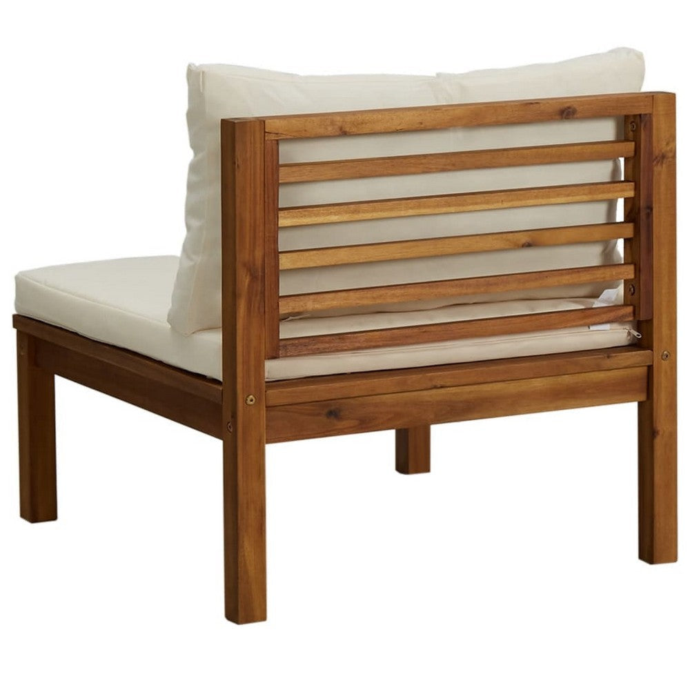 Outdoor Sectional Modular Armless Sofa Seat Cream Acacia Wood BM325837