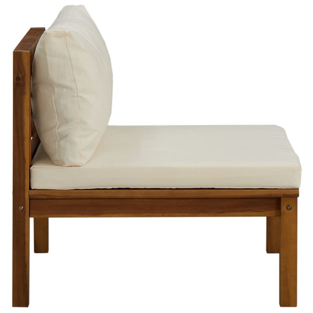 Outdoor Sectional Modular Armless Sofa Seat Cream Acacia Wood BM325837