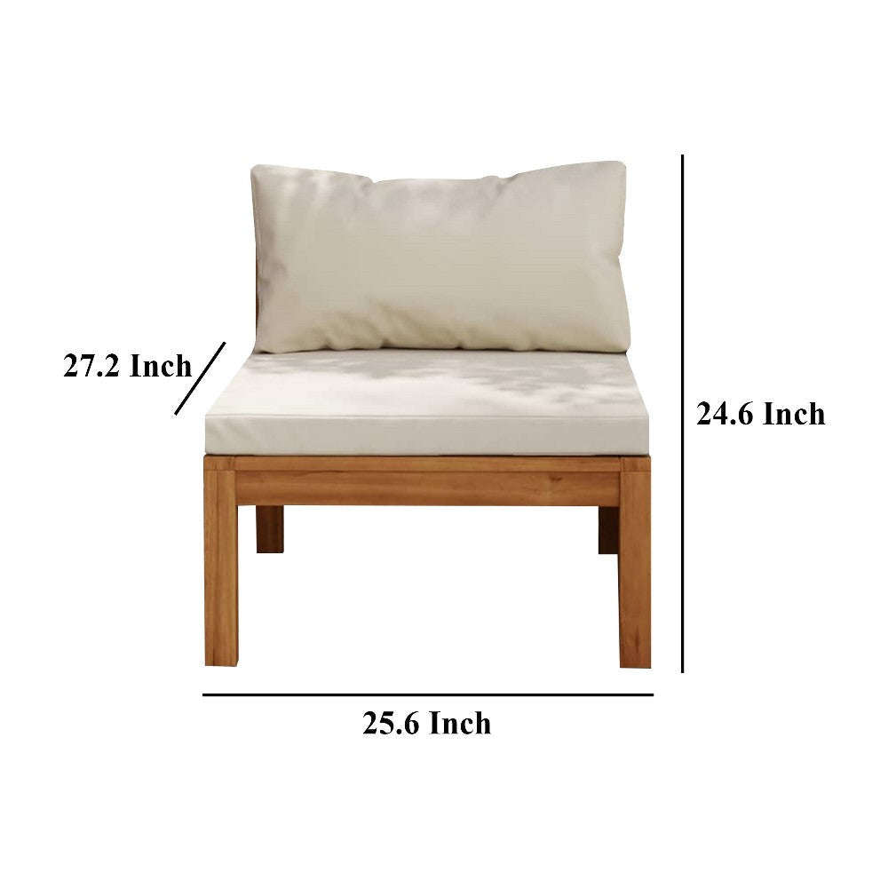 Outdoor Sectional Modular Armless Sofa Seat Cream Acacia Wood BM325837