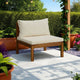 Outdoor Sectional Modular Armless Sofa Seat, Cream, Acacia Wood