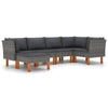 Casey Outdoor 6pc Modular Lounge Sofa Set Gray Rattan Solid Wood BM325838