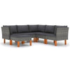 Casey Outdoor 6pc Modular Lounge Sofa Set Gray Rattan Solid Wood BM325838