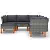 Casey Outdoor 6pc Modular Lounge Sofa Set Gray Rattan Solid Wood BM325838