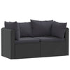 2pc Outdoor Modular Loveseat Set, Black Cushions, Poly Rattan, Steel