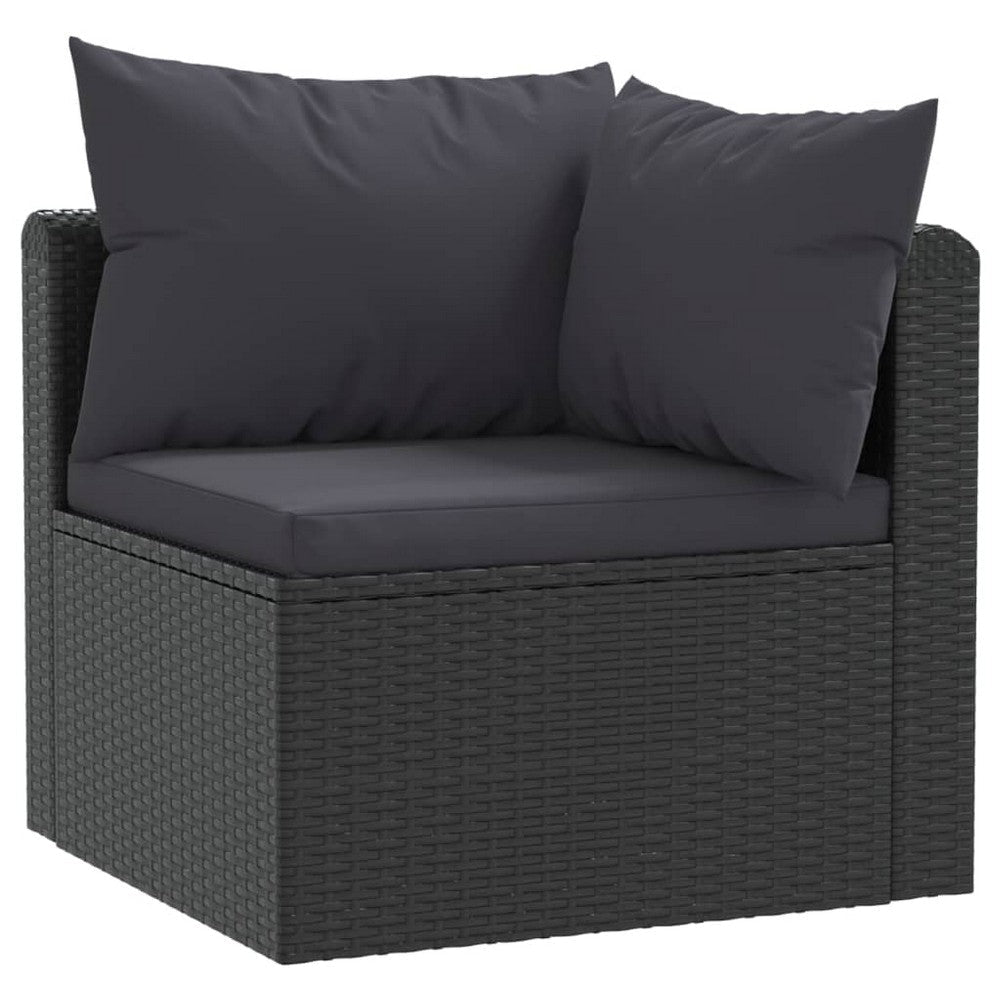 2pc Outdoor Modular Loveseat Set Black Cushions Poly Rattan Steel BM325839