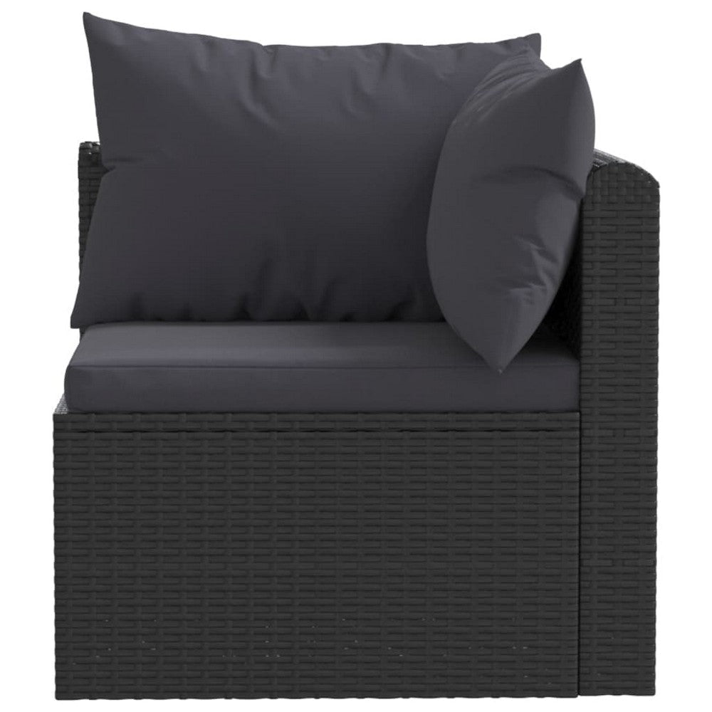 2pc Outdoor Modular Loveseat Set Black Cushions Poly Rattan Steel BM325839