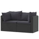 2pc Outdoor Modular Loveseat Set Black Cushions Poly Rattan Steel BM325839