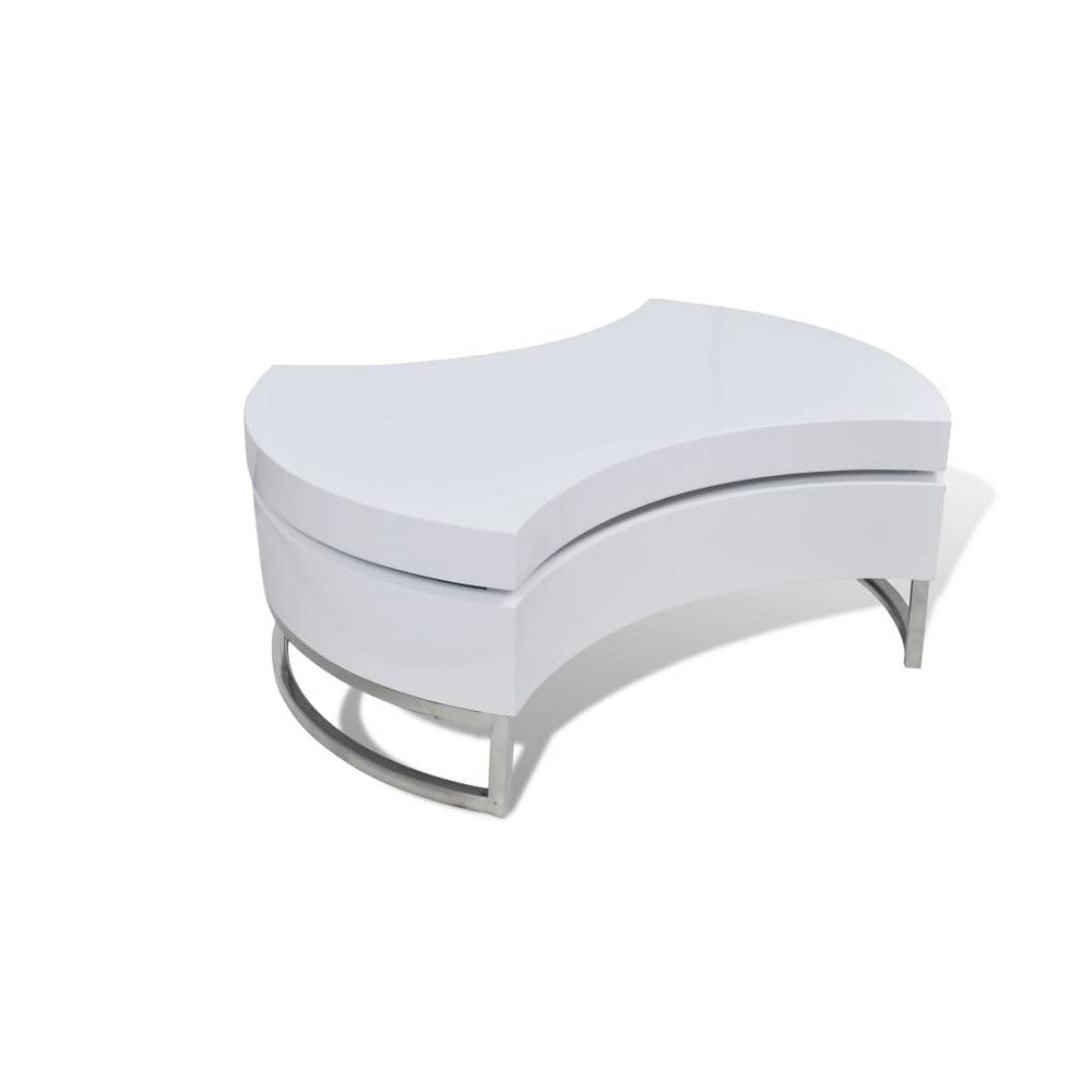 Coffee Table Contemporary Rotating Storage Design 32 Inch White BM325840