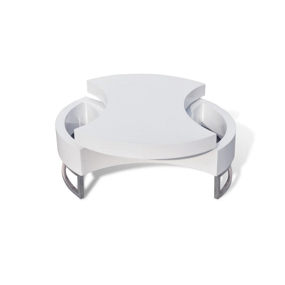 Coffee Table Contemporary Rotating Storage Design 32 Inch White BM325840