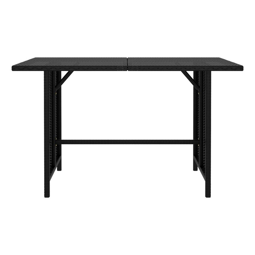 Outdoor Dining Table, Rectangular 43 Inch, Black Rattan, Steel Frame