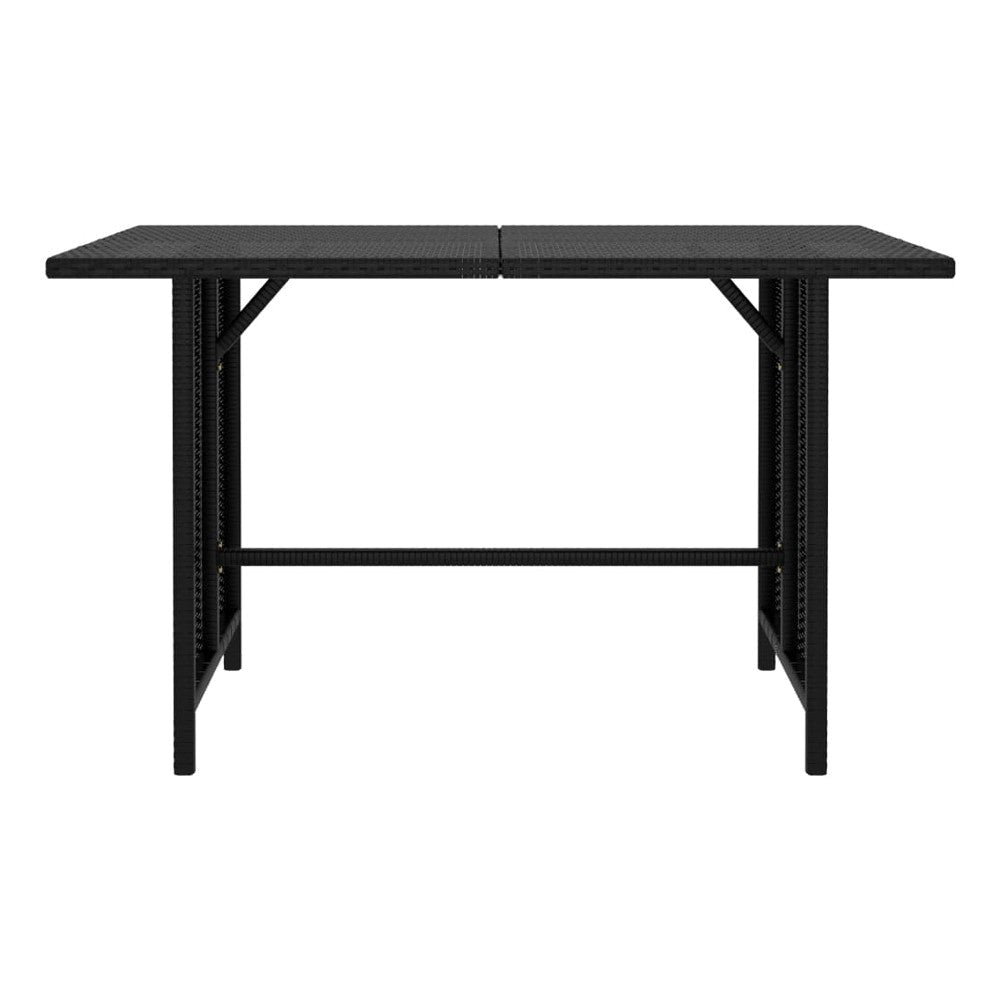 Outdoor Dining Table Rectangular 43 Inch Black Rattan Steel Frame BM325842