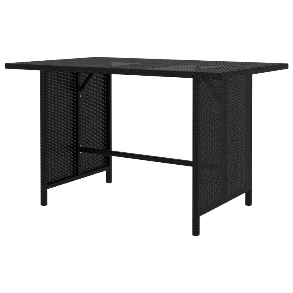 Outdoor Dining Table Rectangular 43 Inch Black Rattan Steel Frame BM325842