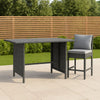 Outdoor Dining Table, Rectangular 43 Inch, Black Rattan, Steel Frame