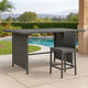 Outdoor Dining Table, Rectangular 43 Inch, Black Rattan, Steel Frame