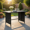 Outdoor Dining Table, Rectangular 43 Inch, Black Rattan, Steel Frame