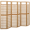 6 Panel Room Divider Trellis Foldable Brown Solid Wood Frame 96 Inch BM325843