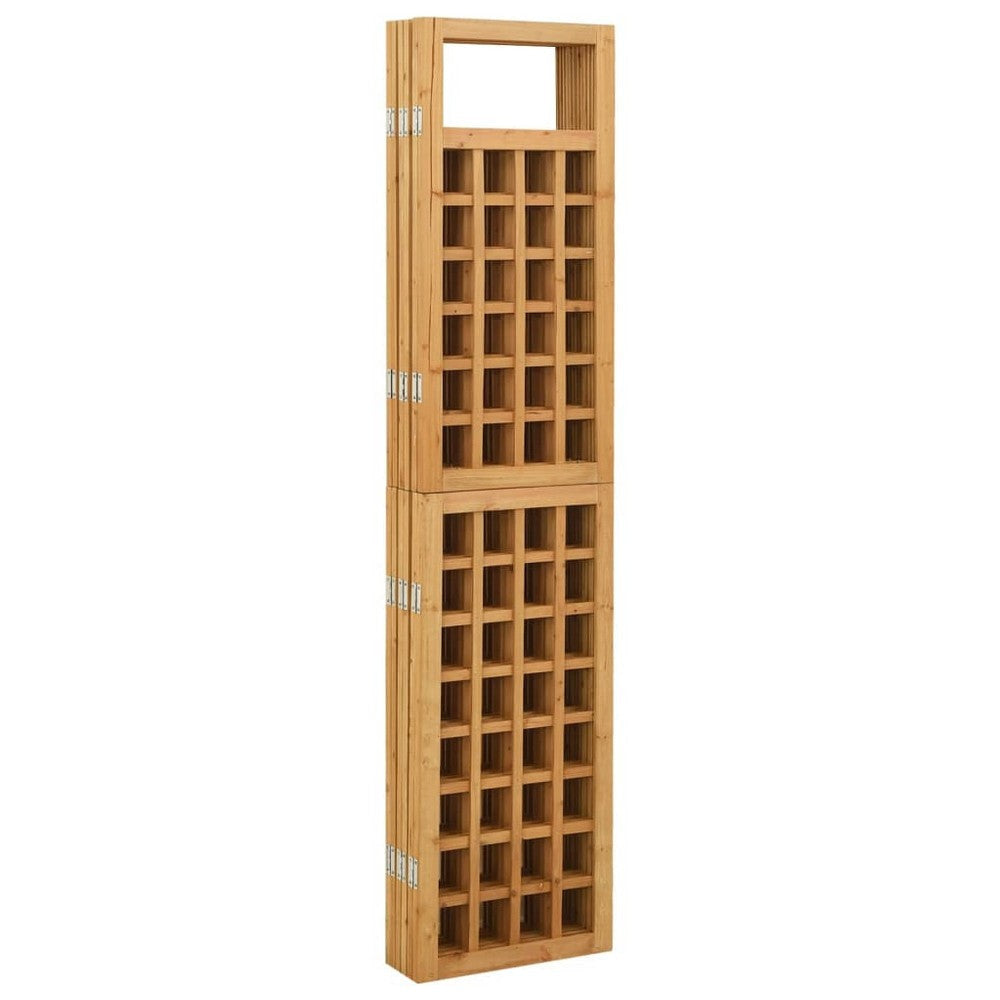 6 Panel Room Divider Trellis Foldable Brown Solid Wood Frame 96 Inch BM325843