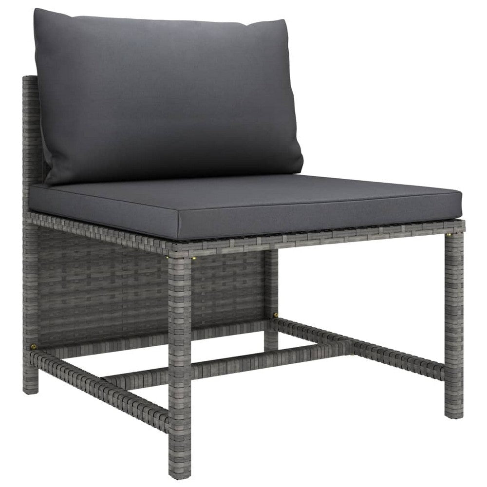 Tim Outdoor Modular Middle Sofa Chair, Sectional, Gray Cushions Rattan