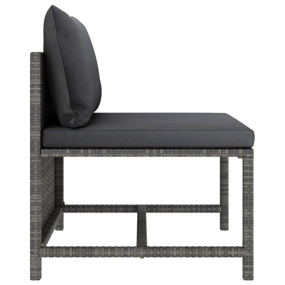 Tim Outdoor Modular Middle Sofa Chair Sectional Gray Cushions Rattan BM325846