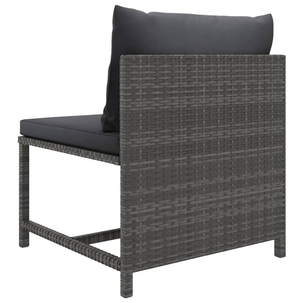 Tim Outdoor Modular Middle Sofa Chair Sectional Gray Cushions Rattan BM325846