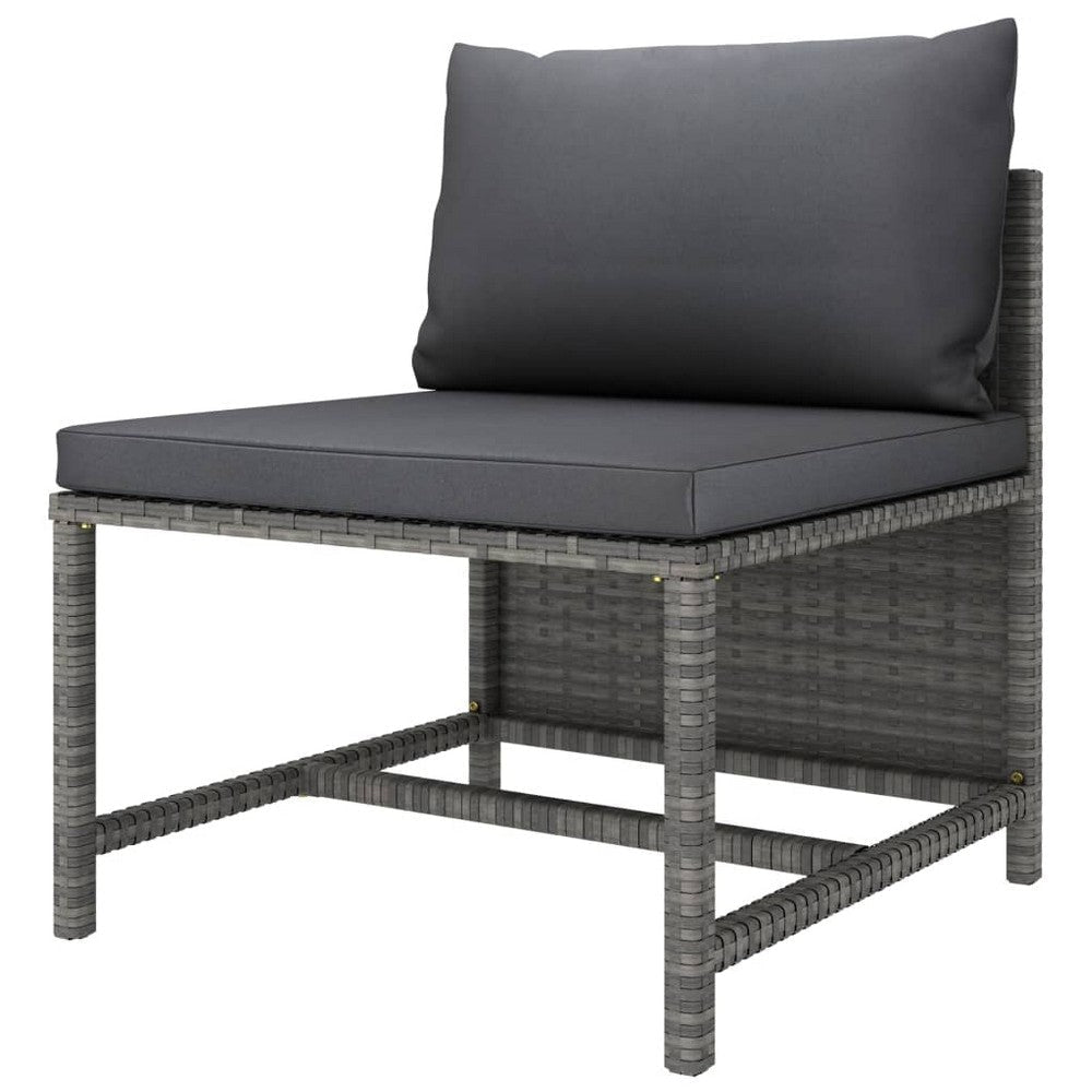 Tim Outdoor Modular Middle Sofa Chair Sectional Gray Cushions Rattan BM325846