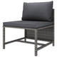 Tim Outdoor Modular Middle Sofa Chair Sectional Gray Cushions Rattan BM325846