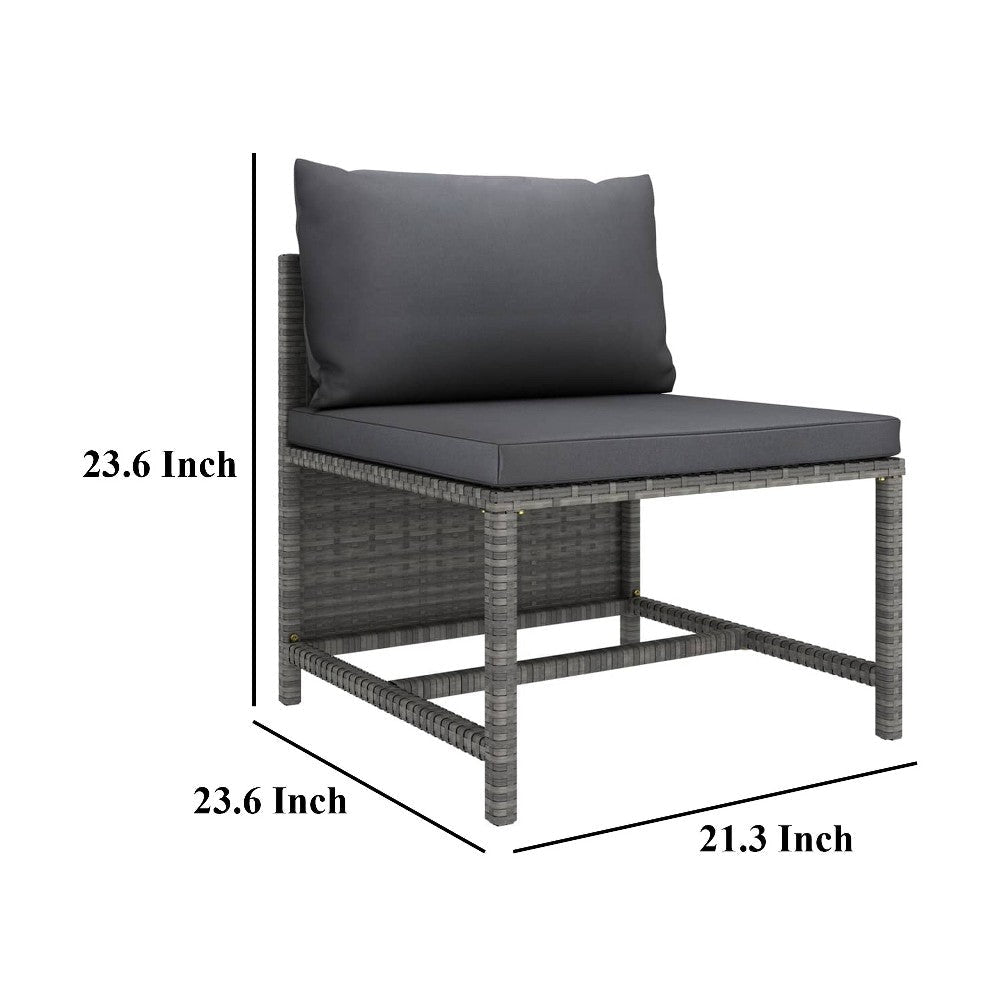 Tim Outdoor Modular Middle Sofa Chair Sectional Gray Cushions Rattan BM325846
