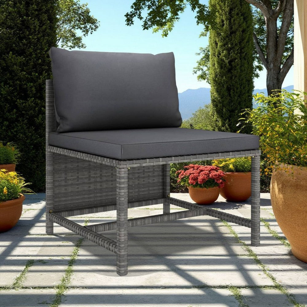 Tim Outdoor Modular Middle Sofa Chair, Sectional, Gray Cushions Rattan
