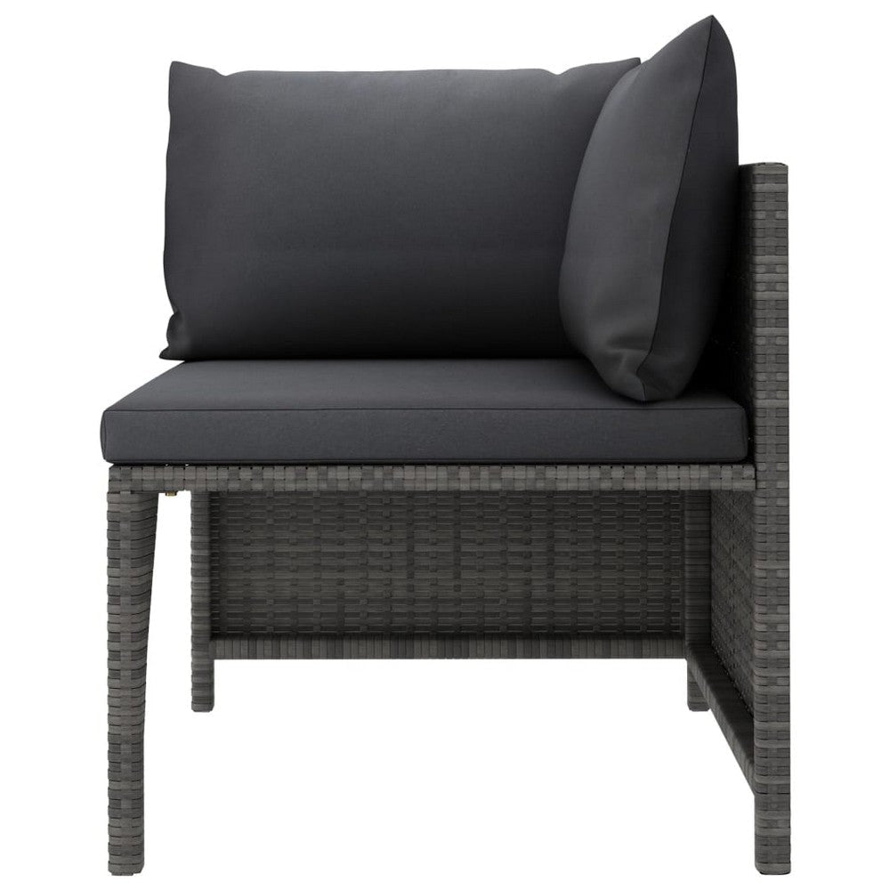 Outdoor 9pc Modular Lounge Sofa Set Gray Cushions and Poly Rattan BM325847