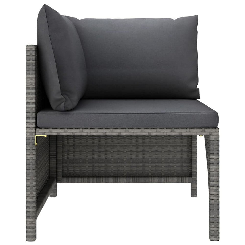 Outdoor 9pc Modular Lounge Sofa Set Gray Cushions and Poly Rattan BM325847