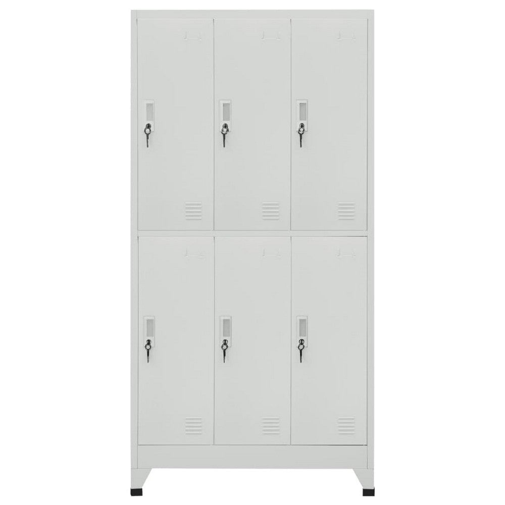 Nova Locker Cabinet 6 Storage Compartments Gray Steel 71 Inch BM325848