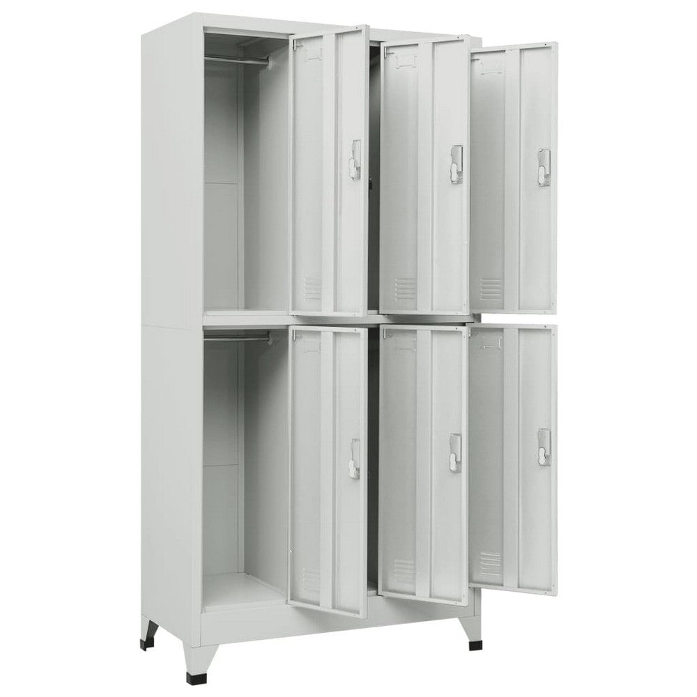 Nova Locker Cabinet 6 Storage Compartments Gray Steel 71 Inch BM325848