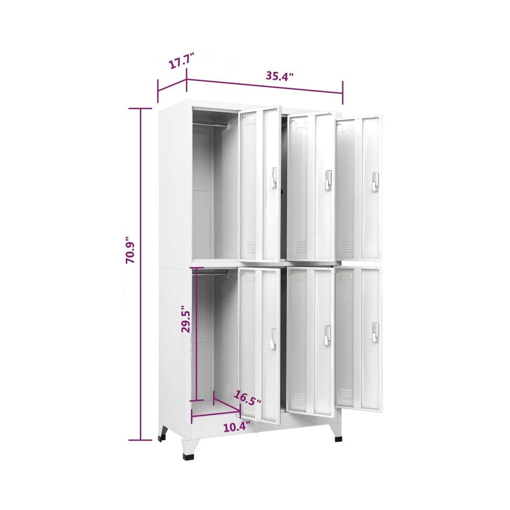 Nova Locker Cabinet 6 Storage Compartments Gray Steel 71 Inch BM325848