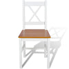 Dining Side Chair Set of 2 X Back Design White Brown Pine Wood BM325849