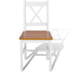 Dining Side Chair Set of 2 X Back Design White Brown Pine Wood BM325849