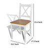 Dining Side Chair Set of 2 X Back Design White Brown Pine Wood BM325849