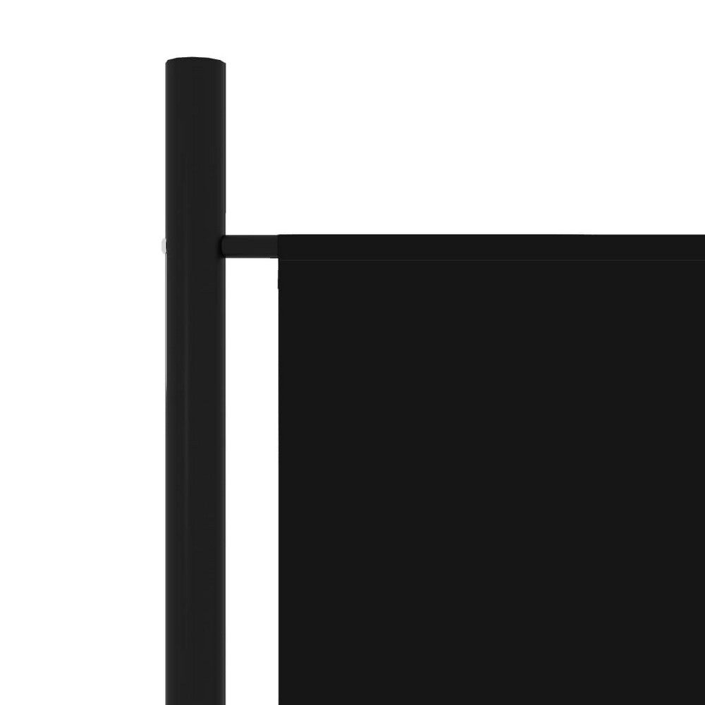 Dina 3 Panel Room Divider Screen Black Fabric and Iron 71 Inch BM325850