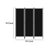 Dina 3 Panel Room Divider Screen Black Fabric and Iron 71 Inch BM325850