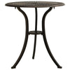 Outdoor Breakfast Table, Round 24 Inch w Umbrella Holder, Bronze Metal