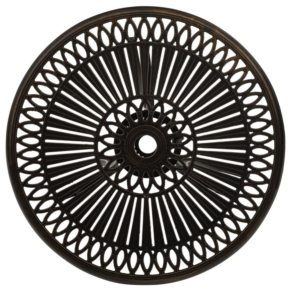 Outdoor Breakfast Table Round 24 Inch w Umbrella Holder Bronze Metal BM325851