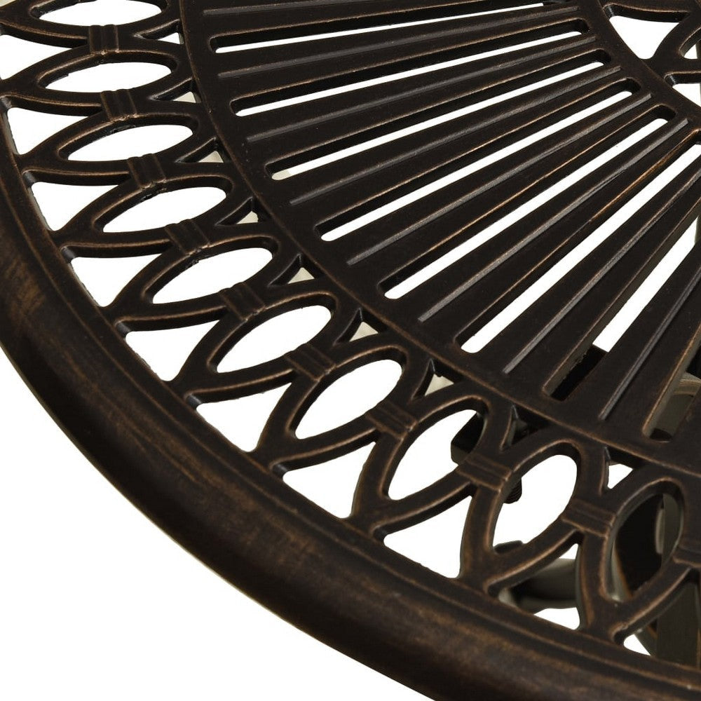 Outdoor Breakfast Table Round 24 Inch w Umbrella Holder Bronze Metal BM325851