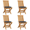 Outdoor Dining Folding Chairs Set of 4 Gray Cushions Brown Teak Wood BM325853