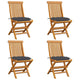 Outdoor Dining Folding Chairs Set of 4 Gray Cushions Brown Teak Wood BM325853