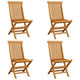 Outdoor Dining Folding Chairs Set of 4 Gray Cushions Brown Teak Wood BM325853