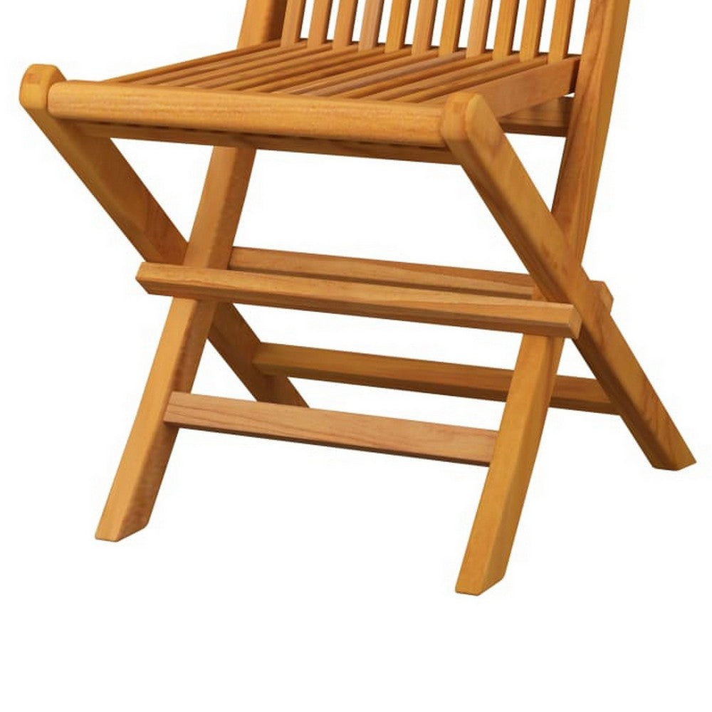 Outdoor Dining Folding Chairs Set of 4, Gray Cushions, Brown Teak Wood