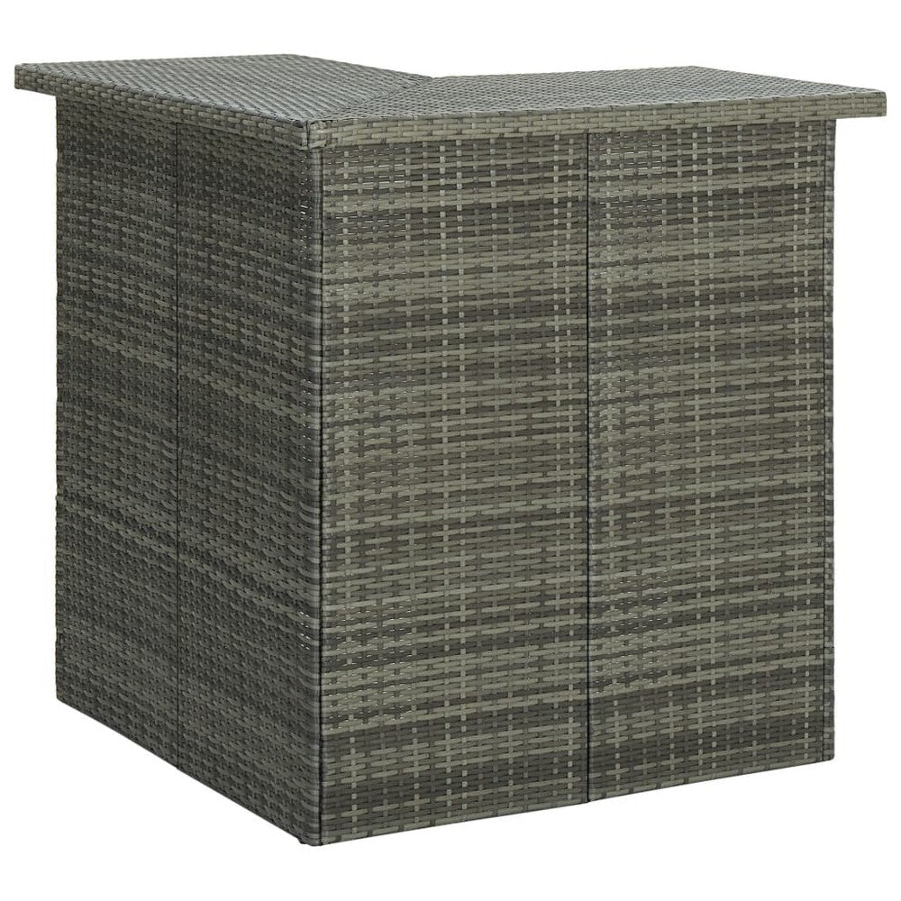 Shiro Outdoor Modular Corner Bar Table, 3 Shelf, Gray Rattan, 41 Inch