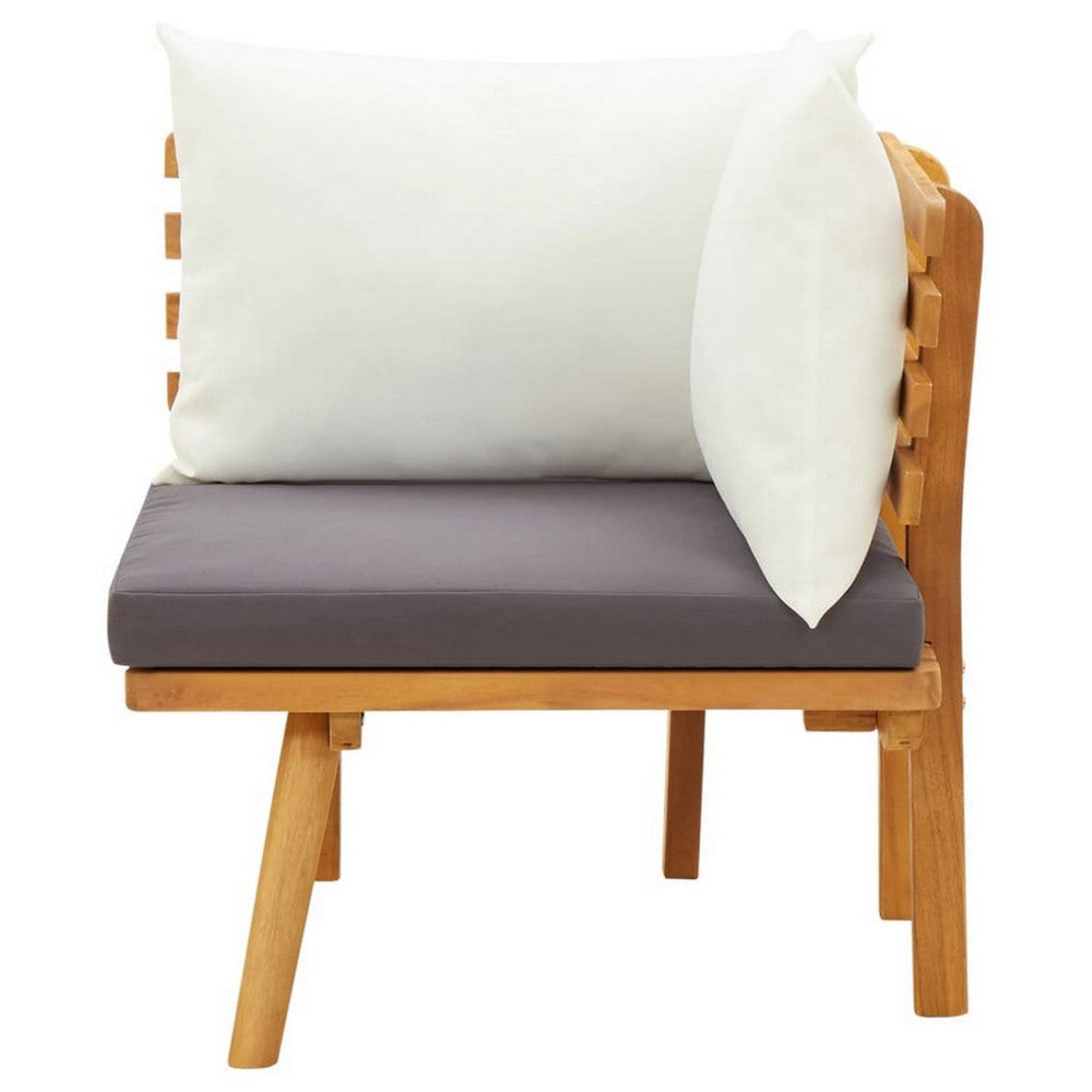 Roma Outdoor Modular Corner Chair White Fabric Solid Acacia Wood BM325855