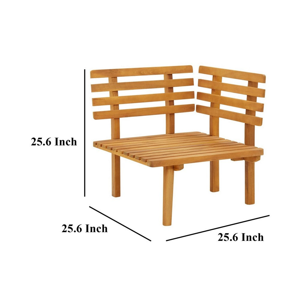 Roma Outdoor Modular Corner Chair, White Fabric, Solid Acacia Wood